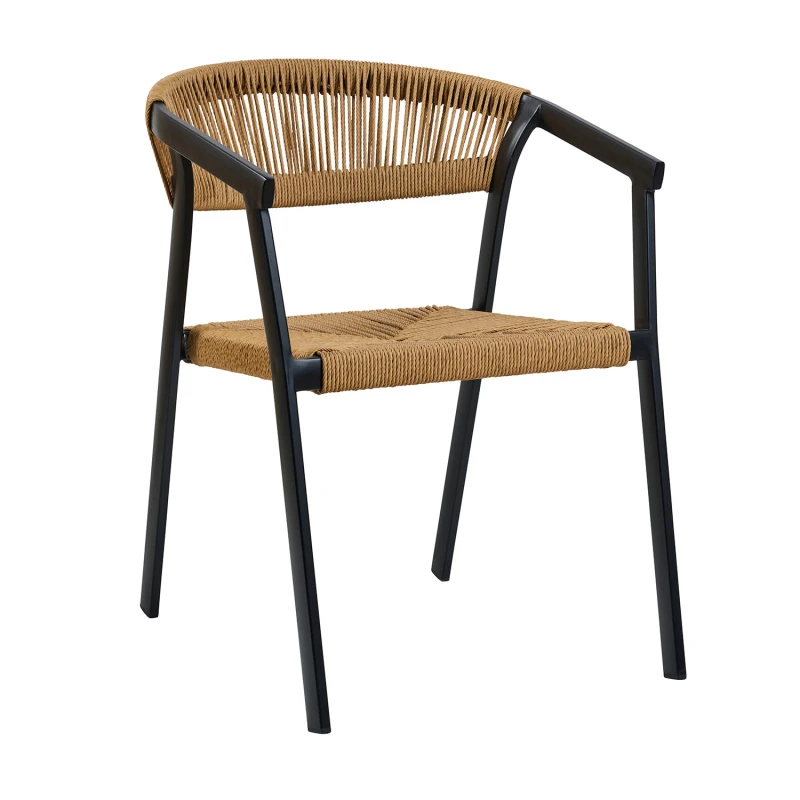Varossi Πολυθρόνα Cactus φυσικό με μαύρο σκελετό 57 x 64.5 x 76 (900-319)