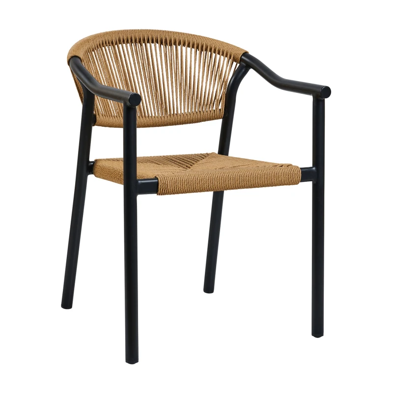 Varossi Πολυθρόνα Aloha φυσικό με μαύρο σκελετό 55.5 x 60.5 x 77.5 (900-322)