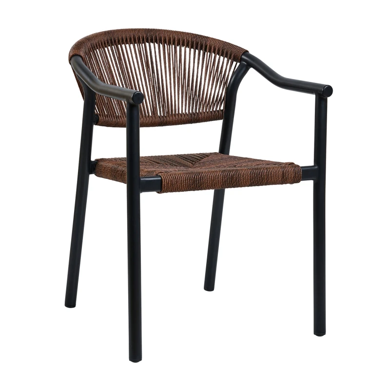Varossi Πολυθρόνα Aloha καφέ με μαύρο σκελετό 55.5 x 60.5 x 77.5 (900-323)