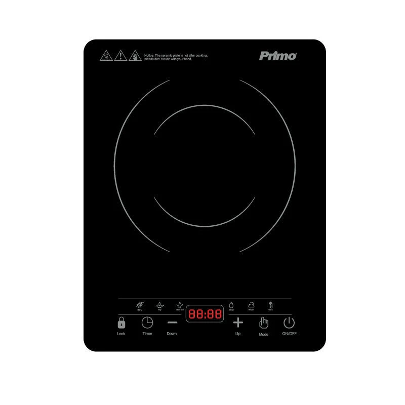 Primo Επαγωγική Εστία Μονή PRIC-40300 Primo 2000W Με πάνελ αφής 28Χ35εκ. Υάλινη Μαύρη