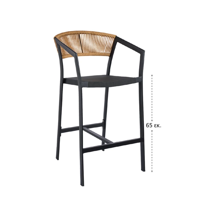 Varossi Σκαμπό Beluga-Bar 65 Φυσικό με Μαύρο Σκελετό 57 x 69 x 101
