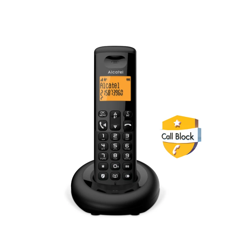 Alcatel E260 EWE Μαύρο Ασύρματο Τηλέφωνο με Δυνατότητα Αποκλεισμού Κλήσεων (010061)