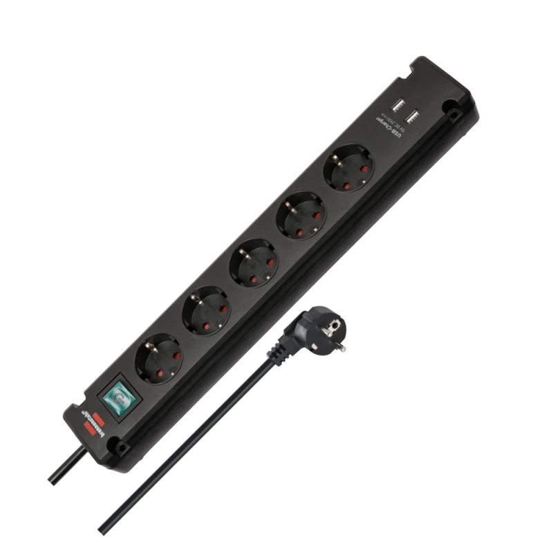 Brennenstuhl Πολύπριζο 5 θέσεων με 2 x USB-A με διακόπτη και 3m καλώδιο 1150660315 Bremounta (150174)