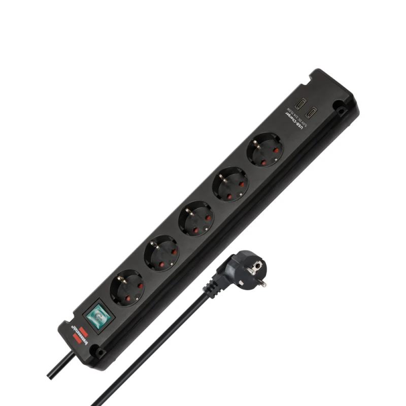 Brennenstuhl Πολύπριζο 5 θέσεων με 2 x USB-C με διακόπτη και 3m καλώδιο 1150660415 Bremounta (150175)