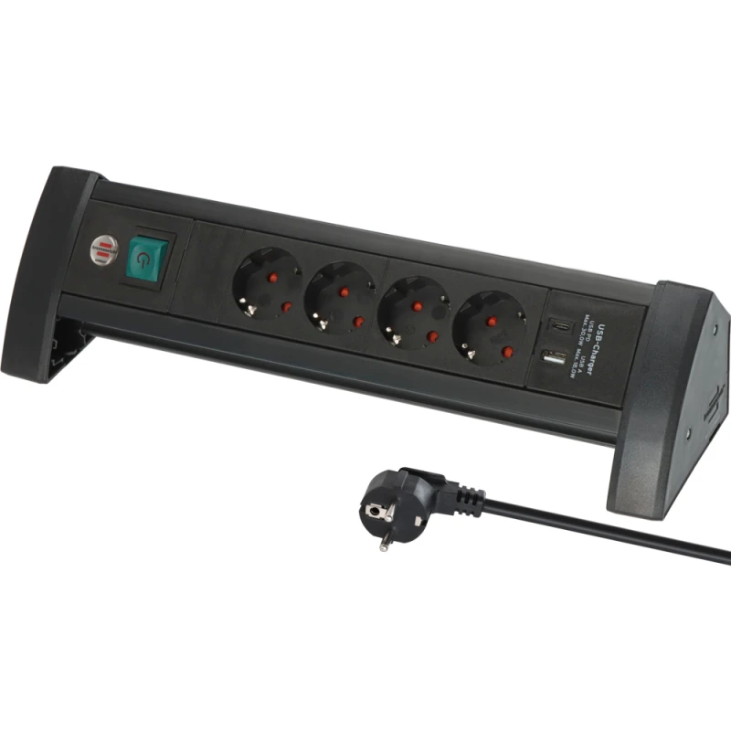 Brennenstuhl Πολύπριζο Επιτραπέζιο 4 Θέσεων USB C 30W USB A 18W Premium Line 1156250544 με διακόπτη (150180)