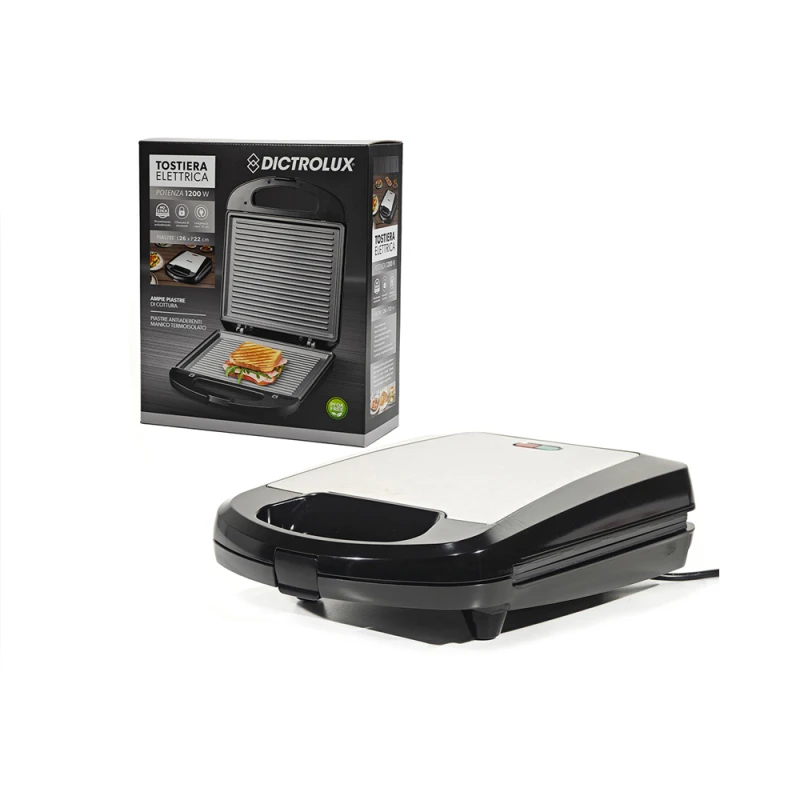 Dictro Lux Τοστιέρα για 4 Τοστ Grill 1200W 887904 DICTRO LUXb Μαύρη-Inox (060227)