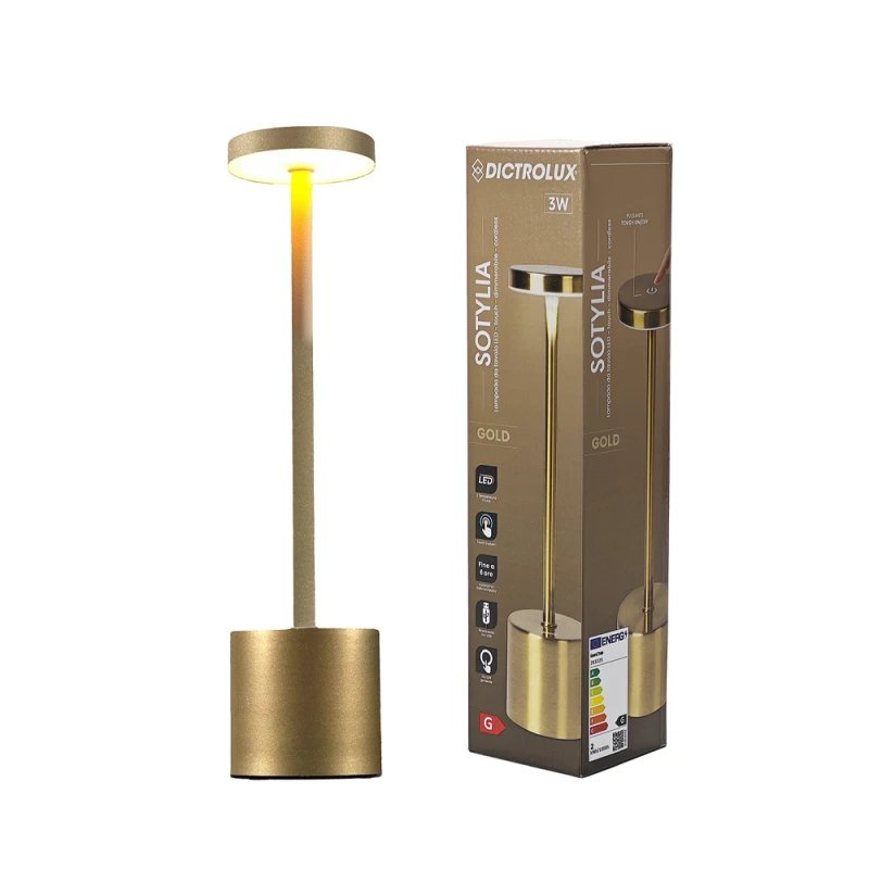 Dictro Lux Φωτιστικό επιτραπέζιο LED επαναφορτιζόμενο 794953 DICTRO LUX Χρυσό (020133)