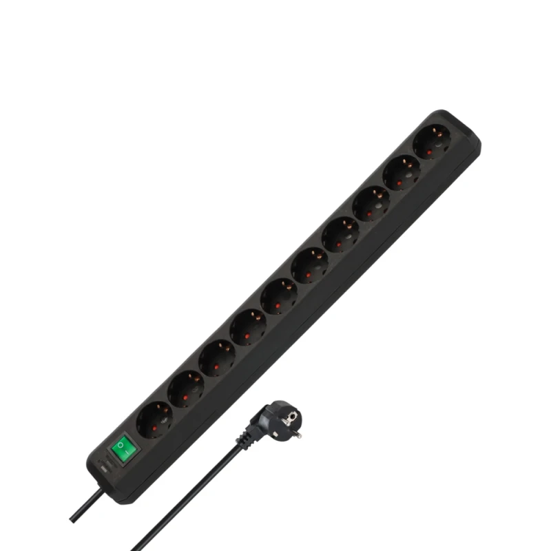 Brennenstuhl Πολύπριζο 10 Θέσεων με Διακόπτη 3m 1159300020 Μαύρο (150201)