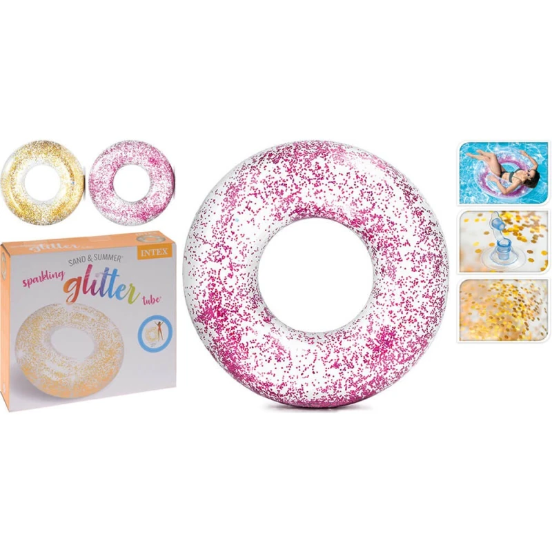 Intex Φουσκωτά & Στρώματα Θαλάσσης Tube Transparent Glitters Diameter 107cm Assorted (367200018)