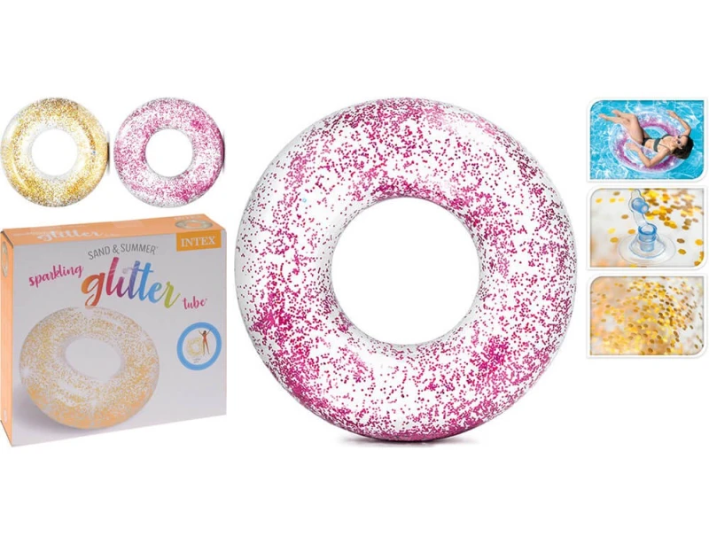 Intex Tube Transparent Glitters Diameter 107cm Assorted Φουσκωτή Σαμπρέλα (367200018)
