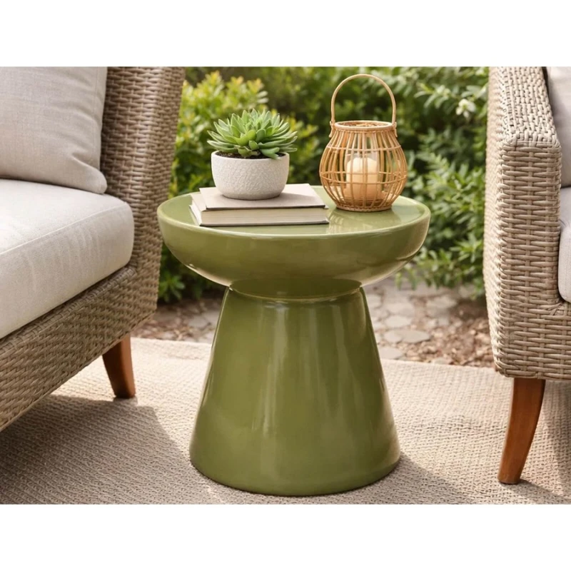 Lesli Living Βοηθητικά Τραπεζάκια Κήπου Side Table Vei Mgo Green Ψ40x40cm (364600136)