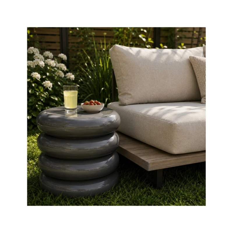 Lesli Living Βοηθητικά Τραπεζάκια Κήπου Side Table Talum Mgo Grey Ψ40x40,5cm (364600138)