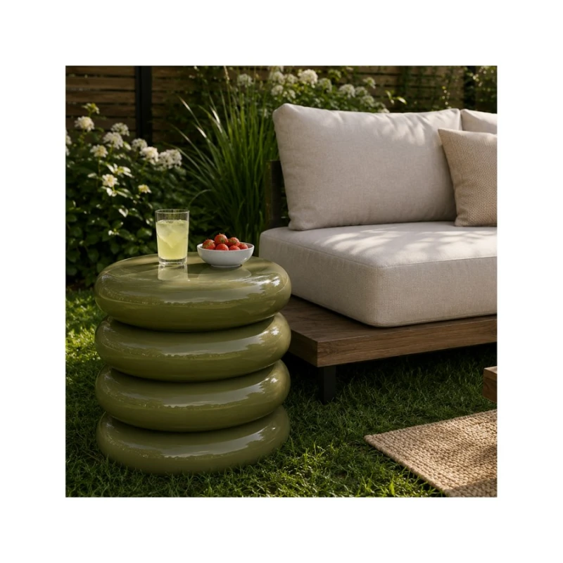 Lesli Living Βοηθητικά Τραπεζάκια Κήπου Side Table Talum Mgo Green Ψ40x40,5cm (364600140)
