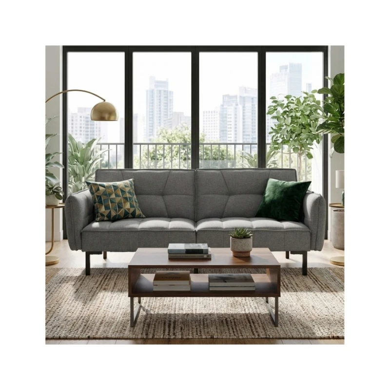 Home Deco Factory Convertible Sofa Grey Καναπές (349800013)