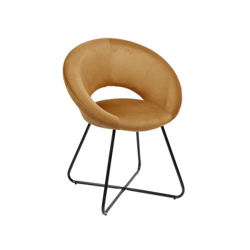 Home Deco Factory Round Velvet Armchair Giulia Yellow HD0064 Καρέκλα (349900001)