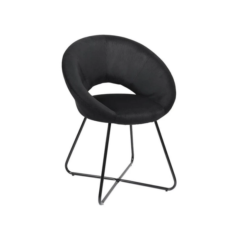 Home Deco Factory Round Velvet Armchair Giulia Black HD0065 Καρέκλα (349900002)